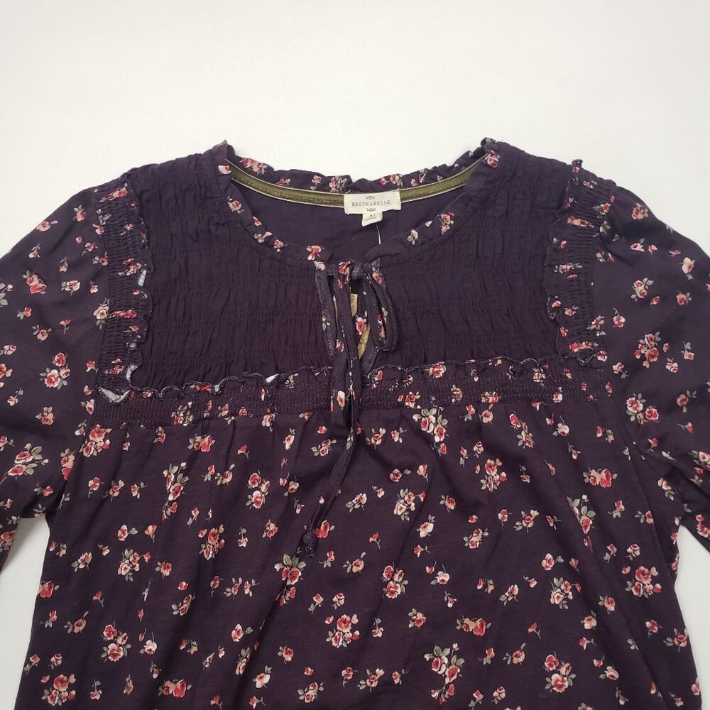 Mason & Belle Floral LS Blouse Women's Size Medium Plum Cottagecore Grandmacore - Picture 10 of 14